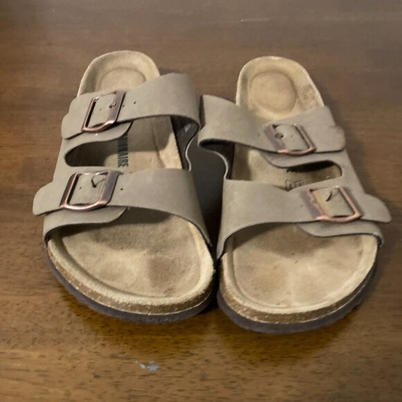 Women Size 10 Faux Suede Two Strap Sandel Cushioned Hippie Boho Chic Cowgirl - Picture 6 of 6